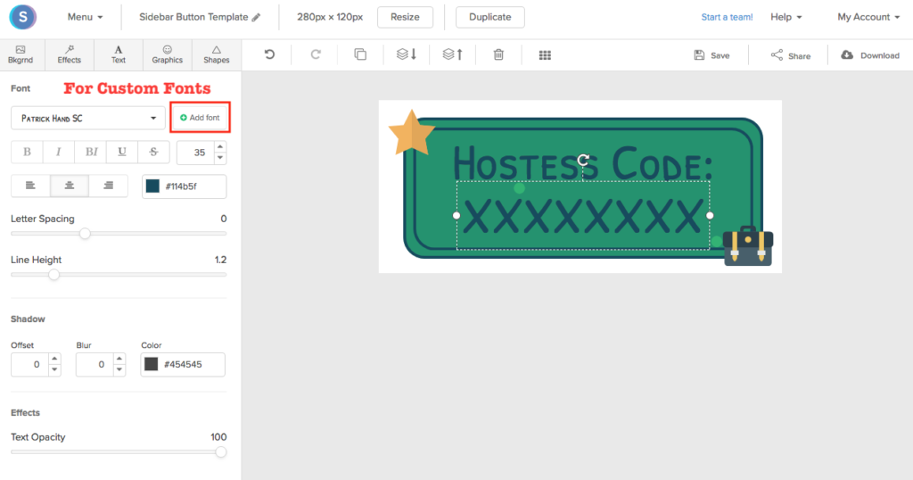Custom Fonts Button